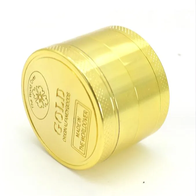 Grensoverschrijdende hete verkoop 40/50/63mm 4-laags gouden rookmolen Gouden munt Grinder rookset