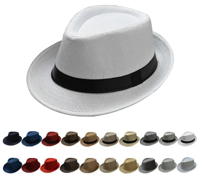 Chapeau Fedora d'été pour hommes à la mode élégant Vintage noir femmes blanc bord rouge années 1920 Panama Top Jazz plage unisexe classique casquette 3866310