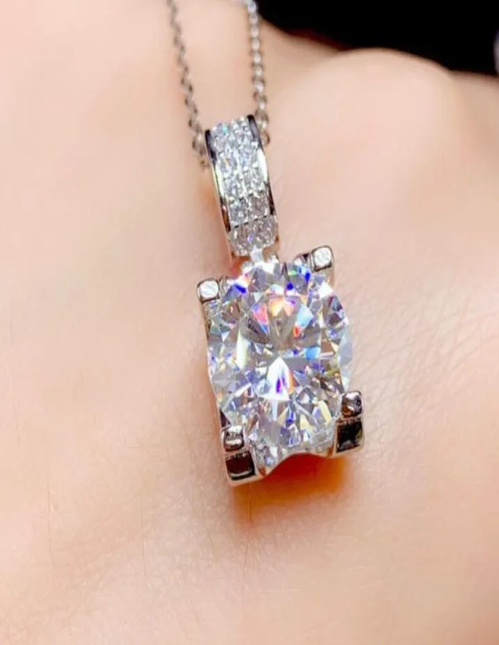 Sterling Silver S925 1CT Moissanite Diamond Necklace Pendant Silver Chain Wedding Engagement Women Hip Hop Punk Christmas Gift3160446