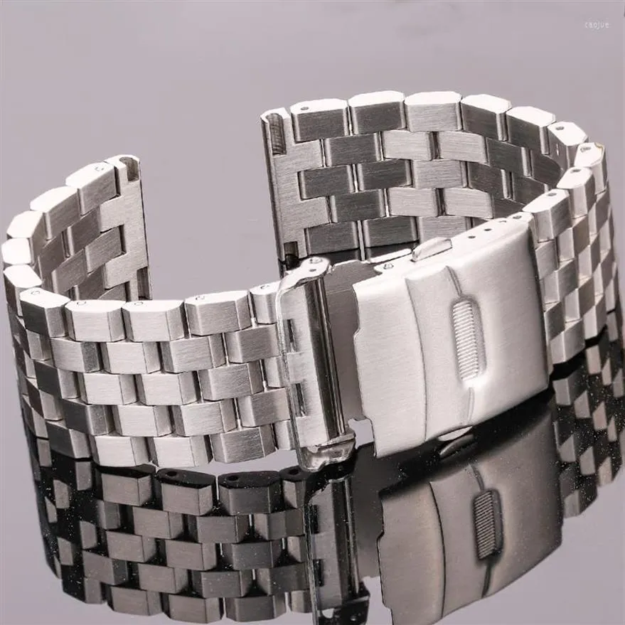 Horlogebanden Solide Roestvrij Stalen Band Armband 18 Mm 20 Mm 22 Mm 24 Mm Vrouwen Mannen Zilver Geborsteld metalen Horlogeband Accessoires277d