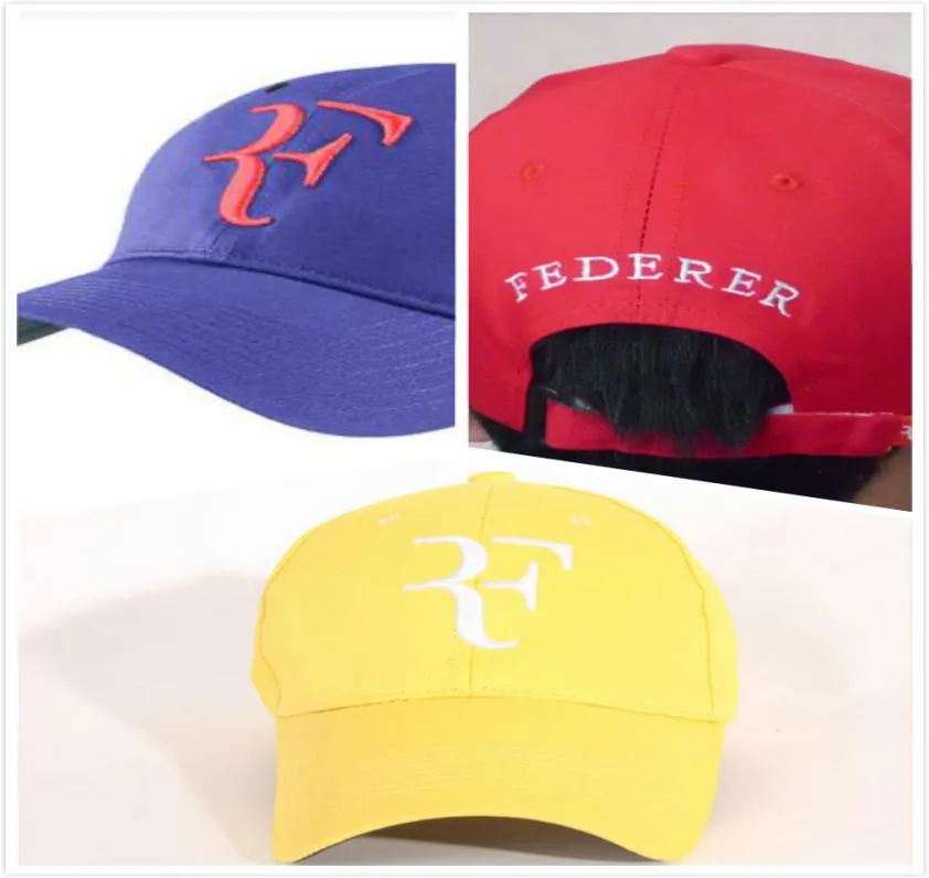 Haftowe czapki Roger Federer RF Men Caps Baseball Caps Bawełniał swobodny hiphop, regulowany sport sportowy Hat9981963