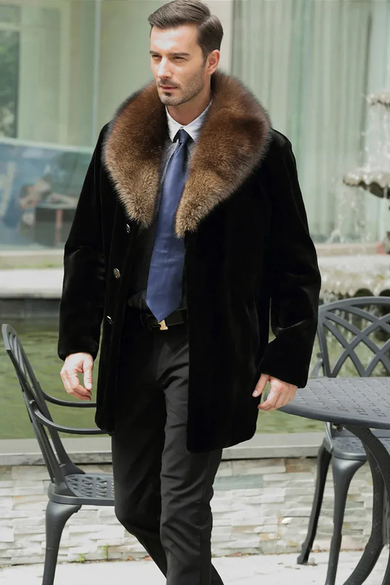 Mens Fur Faux 2023 Autumn Winter Medium Length High Imitation