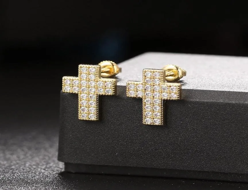 Stud Iced Out Earrings For Men Hiphop Rock + Cubic Zirconia Gold Earring Luxury Fashion Jewelry Punk Accessories OHE1031342939