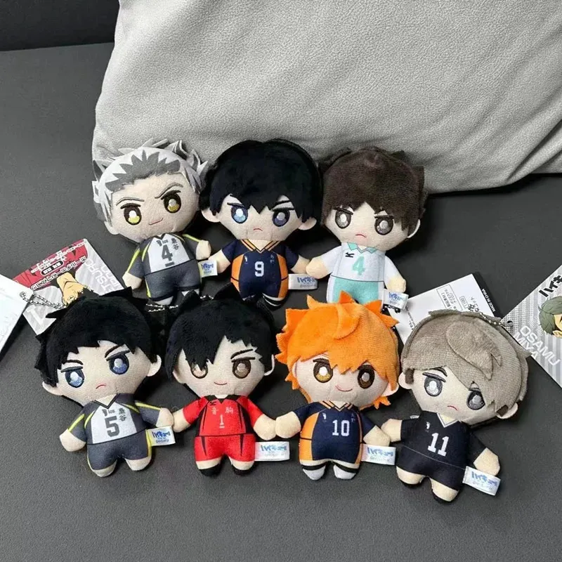 Pluche poppen 10 cm mini haikyuu speelgoedvolleybal gevulde pop hinata shoyo tobio kageyama yu nishinoya hanger sleutelhanger voor cadeau 231212