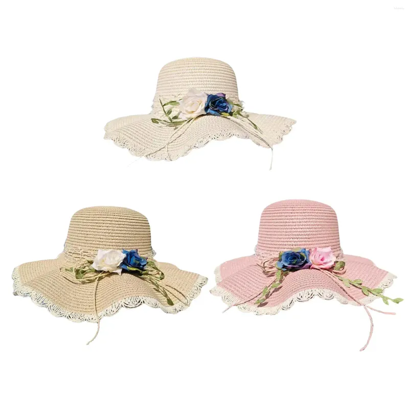 Cappelli a tesa larga in paglia da donna, alla moda, comodi, leggeri, da spiaggia, alla moda estiva, per viaggi regalo e vacanze