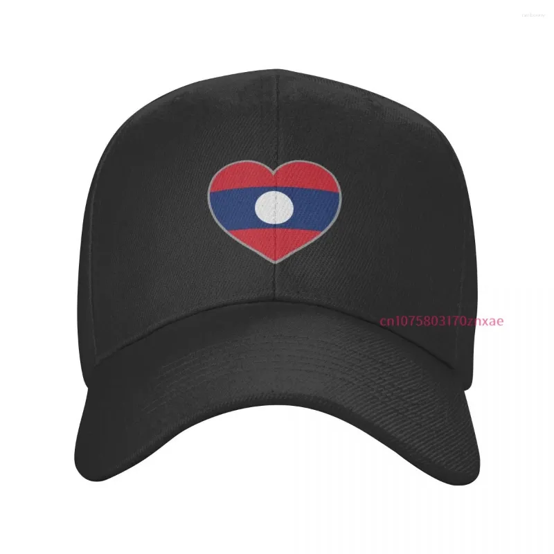 Bollmössa mer färg laos flagga hjärta unisex justerbar snapback baseball cap män kvinnor utomhus hiphop för sommargåva