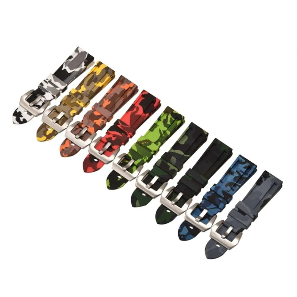 Universal 20mm 22mm 24mm 26mm Silicone Watch Strap Camouflage Rubber Bracelet Sport Replacement Watch Band For Men Wrist Band