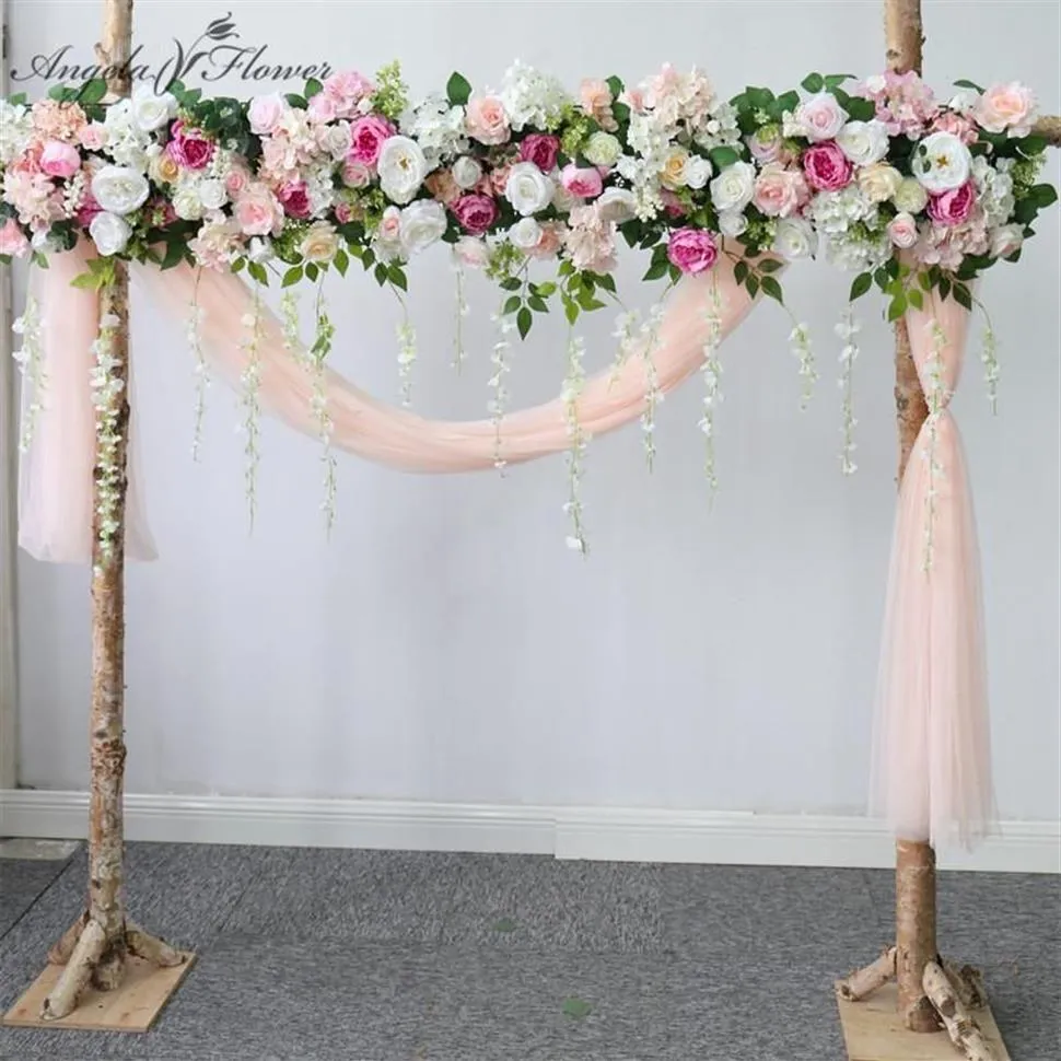 Couronnes de fleurs décoratives personnalisées roses, arrangement floral de mariage, arc de coin artificiel, vigne de fleur, fenêtre de centre commercial, fête 270H