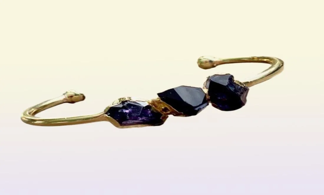 Fili di perline Bracciale con citrino grezzo Bracciale in oro con pietra ametista Gioielli con pietre preziose BM3397720041329228361