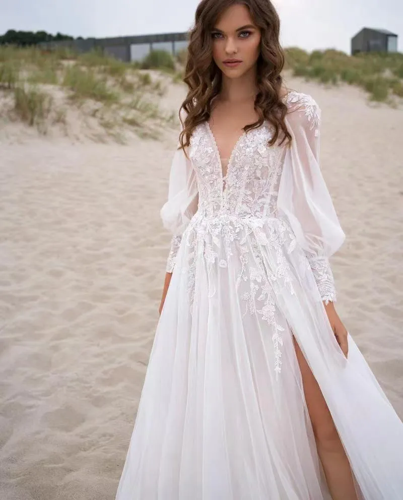 2024 Summer Boho Wedding Dress V Neck Backless Lace... From  Donnaweddingdress17, $124.39 | DHgate.Com