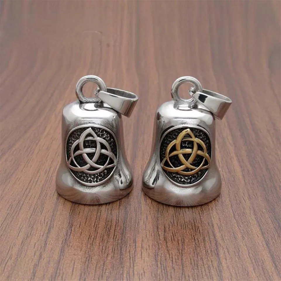 Pendentif Colliers Viking Compass Accessoires en acier inoxydable Noeud celtique Rétro Odin Triangle Valknu Titanium Bell Hip Hop Bijoux 2397