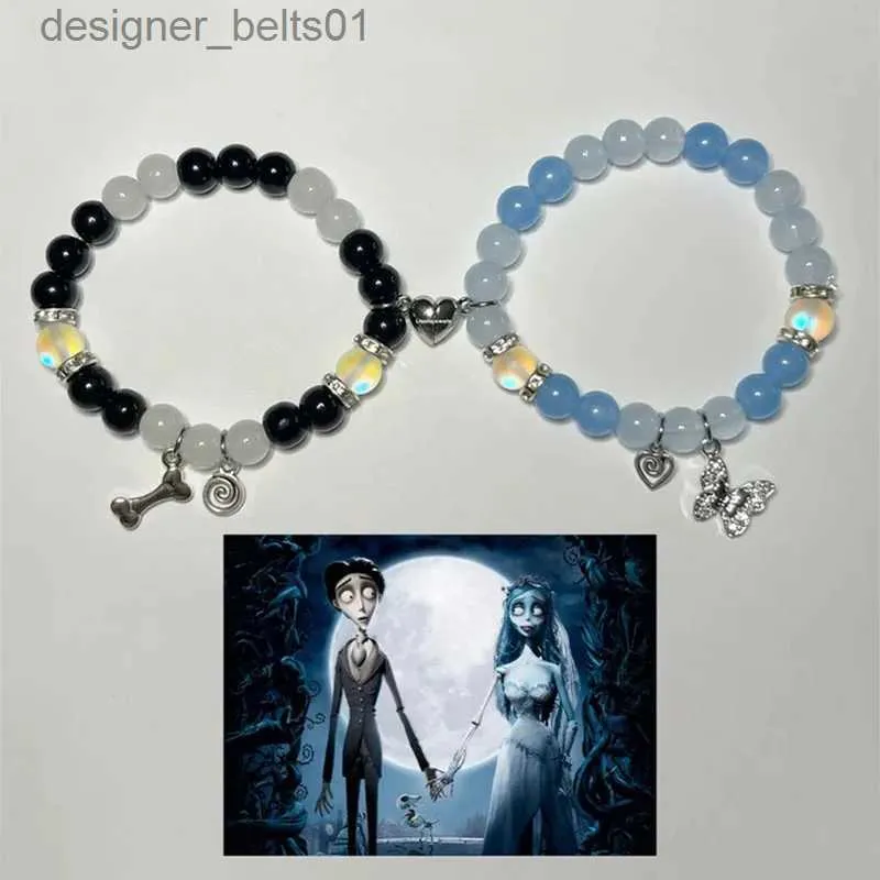 Charm Bracelets Corpse bride inspired matching bracelets Y2K Jewelry HandmadeL231214