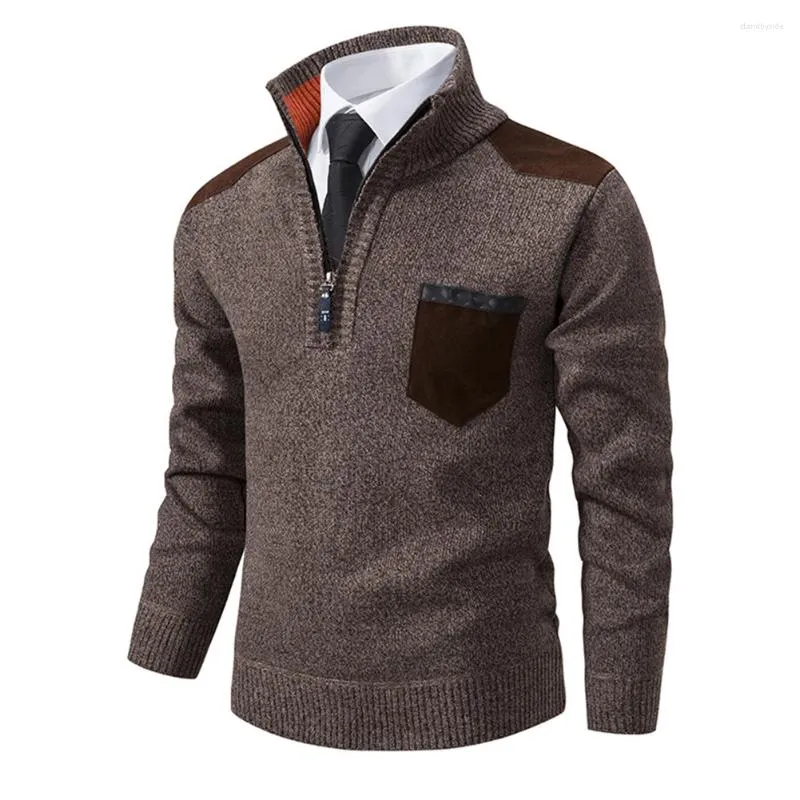 Men's Sweaters Sweater Pullover Daily Holiday Tops Warm Winter Casual Fleece Jumper Knitted Knitwear Men Plus Size Stand Collar