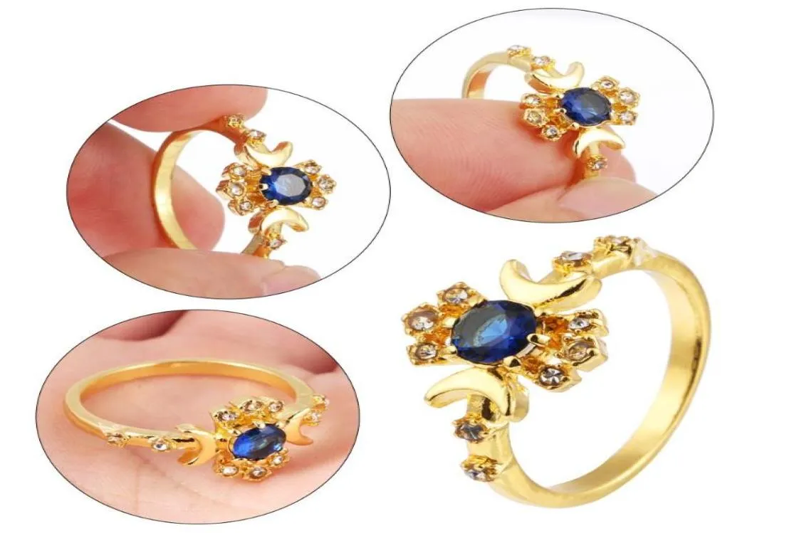 Кольца кластера женские из золотого сплава, кольцо на палец Солнца, Блуждающая звезда, сапфир, луна и звезды8191366