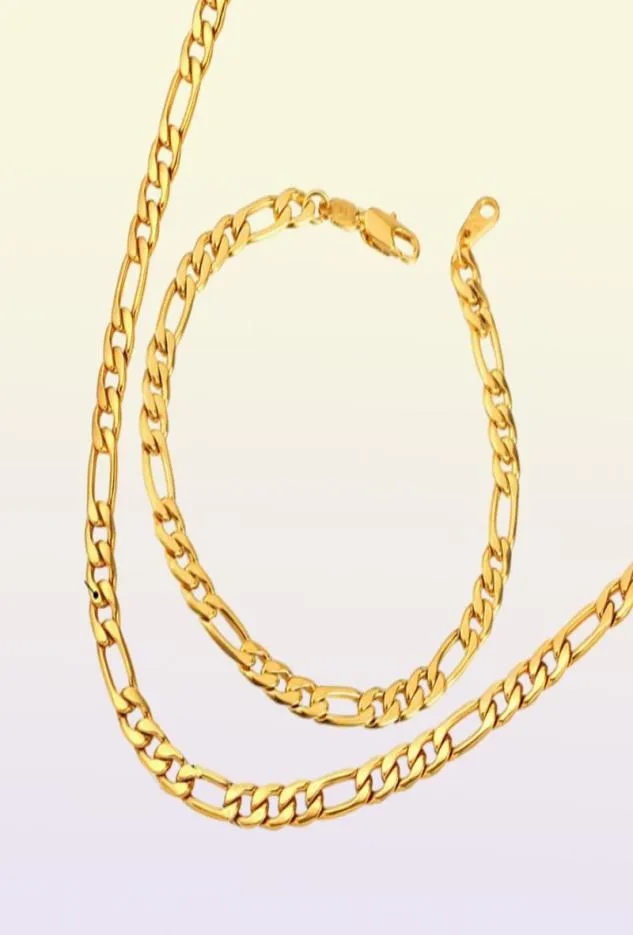 Collier de chaîne de liaison cubaine Figaro entier 18K Real Gold Plated316l en acier inoxydable Men de bijoux accessoires Punk 7444451