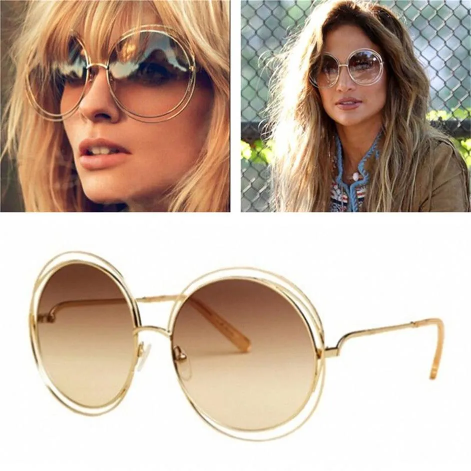 NUOVI occhiali da sole biciclici del progettista di marca delle donne di modo dell'annata eleganti grandi occhiali da sole rotondi della struttura del filo Occhiali da vista oversize275r