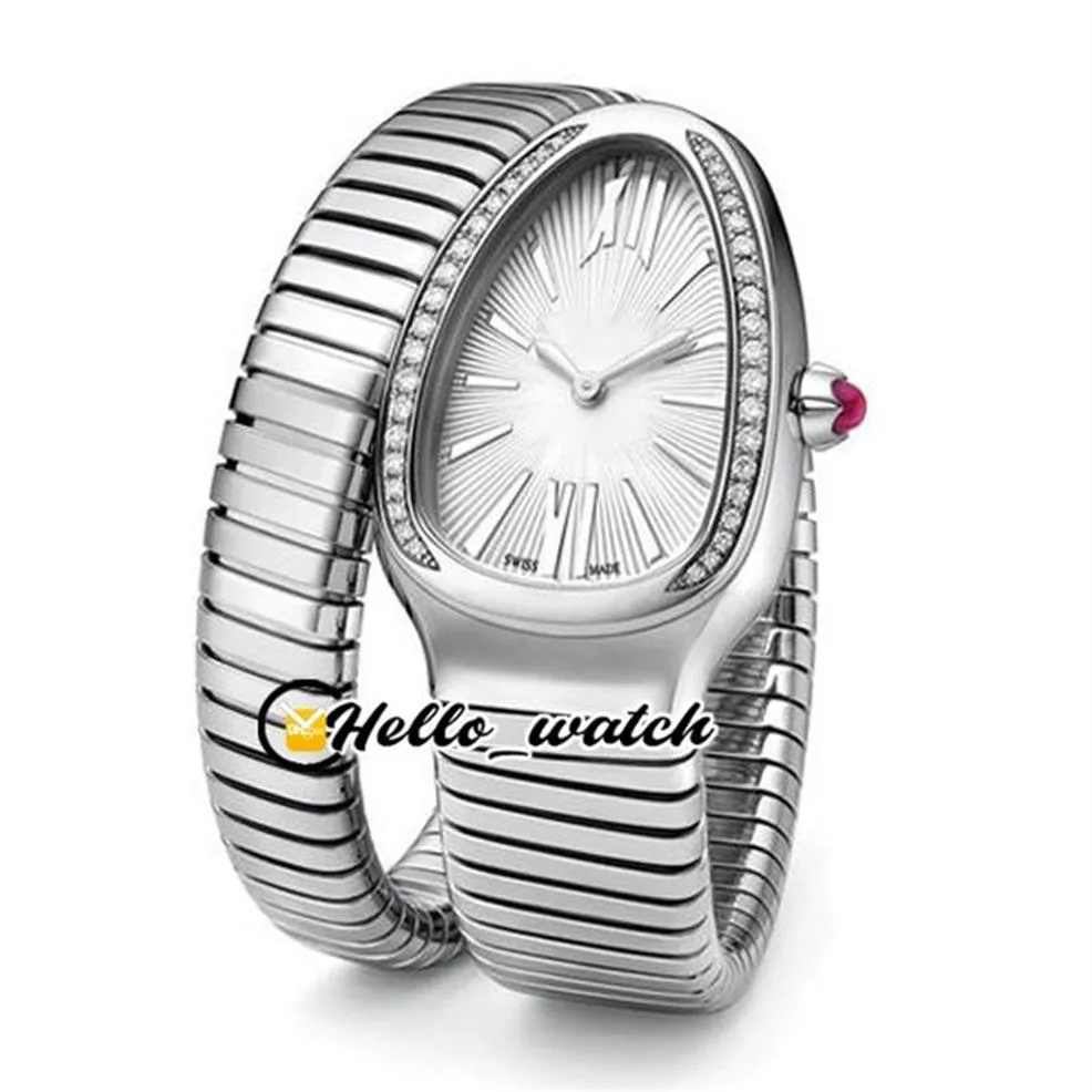 Moda Tubogas 101816 Relojes para mujer 102493 SP35C6SDS 1T Reloj para mujer Cuarzo suizo Esfera blanca Bisel de diamantes SS Bobinado de acero Brac2840