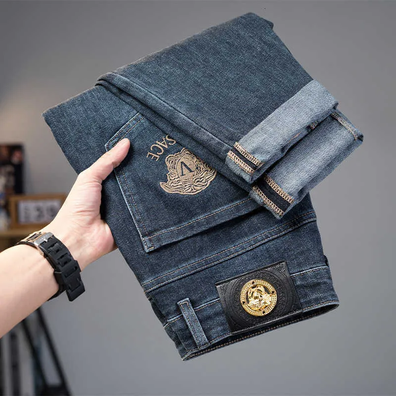 Herr jeans designer lyx ny europeisk ve stor ko och små fotbyxor höst elastisk smal fit modemärke cepv