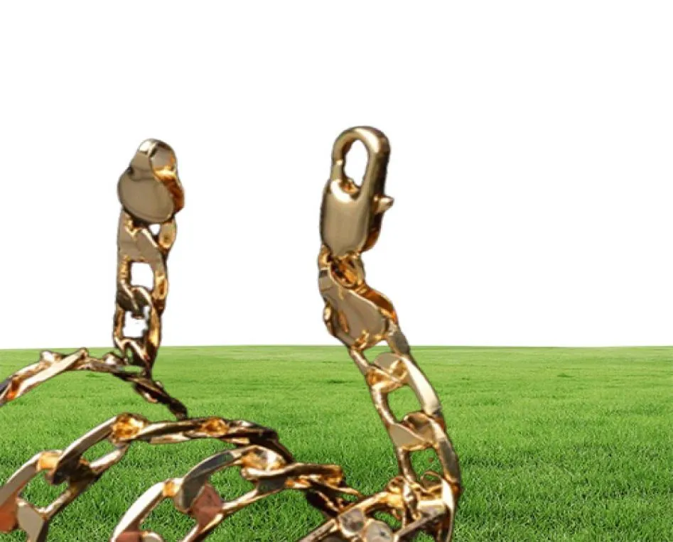 YHAMNI Ожерелье из чистого золота с 18KStamp Новая мода Мужские украшения Цельная классическая звеньевая цепочка с воротником Модное ожерелье NX1806530736