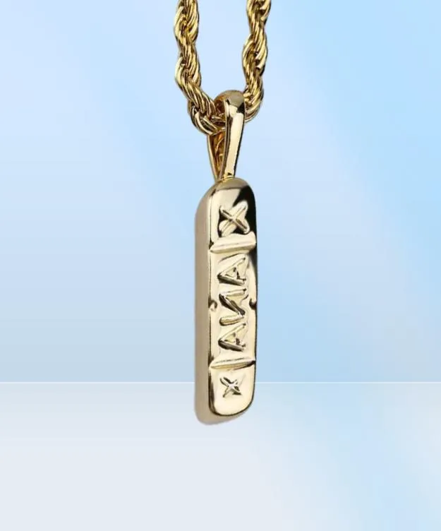 Mens Hip Hop Necklace Letter X Copper Gold Silver Color Plated Square Pendant Necklace Gold Chain73902555908564