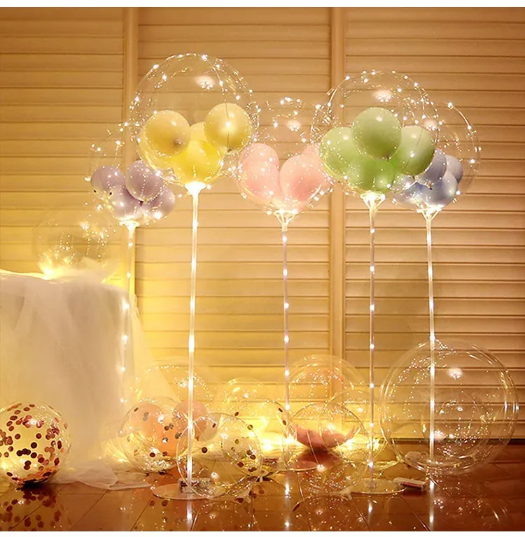 10pc parti dekorasyon seti LED balon tutucu şeffaf dalga şeklindeki balon tutucu düğün doğum günü partisi dekorasyon için ışık ipi çocuk oyuncakları 231212