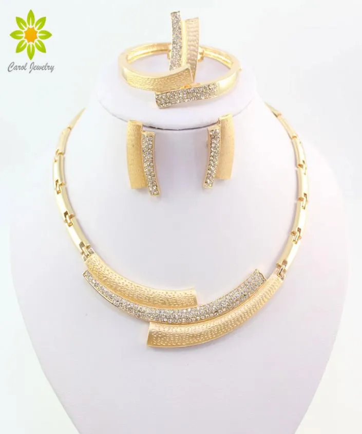 Mode bröllop brud kristall strass smycken sätter afrikanska pärlor dubai guld färg uttalande smycken kostym4033618