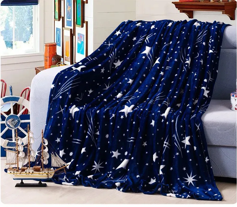Cobertores 55Bright Stars Colcha Blanke Alta Densidade Super Soft Flanela Cobertor para o SofáBedCar Portátil Mantas 231211