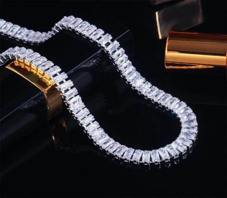 CWWZircons Bling Iced Out Baguette Cubic Zirconia White Gold Color Tennis Chain Chokers Necklace for Women Costume Jewelry CP086 24730049