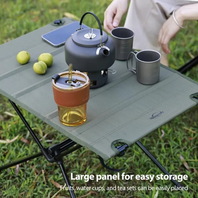 Campmöbler Mitozenly campingbord PLIANTE Ultralight Folding Outdor Vandring Middag Picknick BBQ Foldbar aluminium Vattentät tygdisk