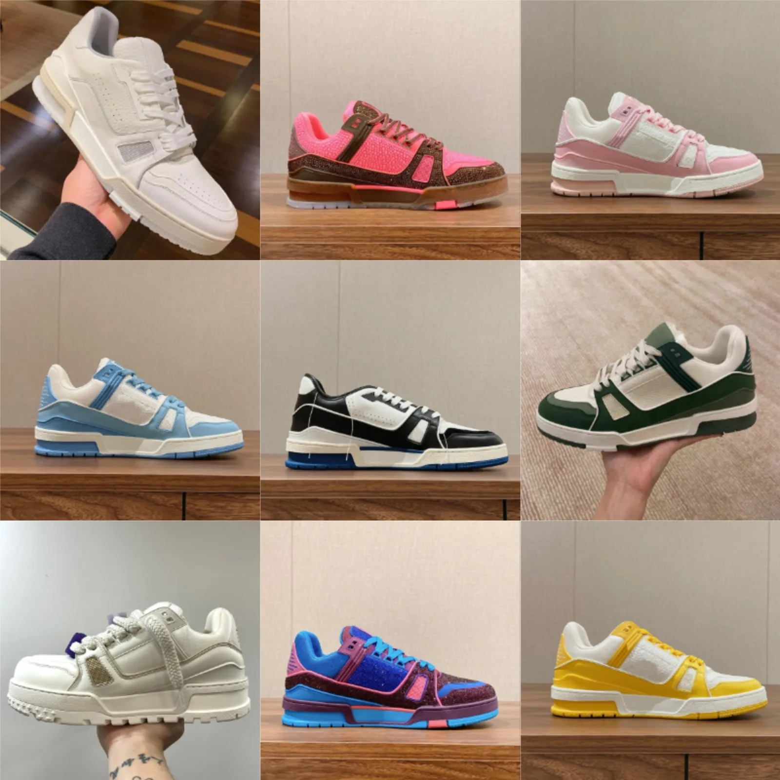 buty LVTRAINERS Designer Losko marki sportowy damski damski swobodny męski skóra grube podeszwy czarne viutonly vittonly szewc beżowy man luksusowy