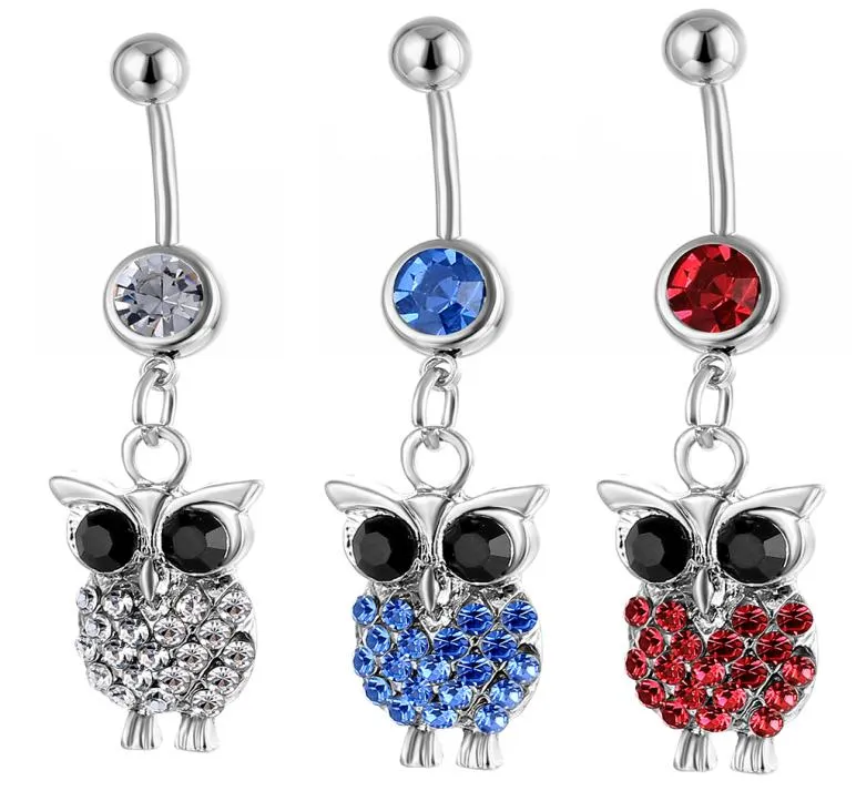 D0037 Owl Animal Belly Belly Button Ring Mix Colours012346476327