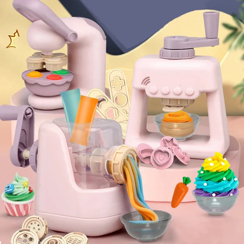 キッチンはフードキッチンのふりをする女の子のためのおもちゃシミュレーションアイスクリームハンバーガーヌードルマシンdiyカラーマッド教育ゲームキッズおもちゃギフト231211