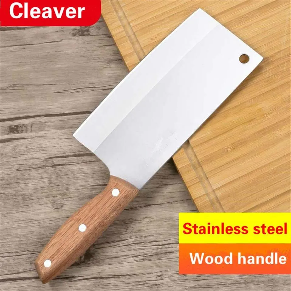 Stainless Steel Kitchen Chef LNIFE Meat Cleaver Butcher Chopper Vegetable Cutter Kitchen LNIFE with Wood Handle250Z