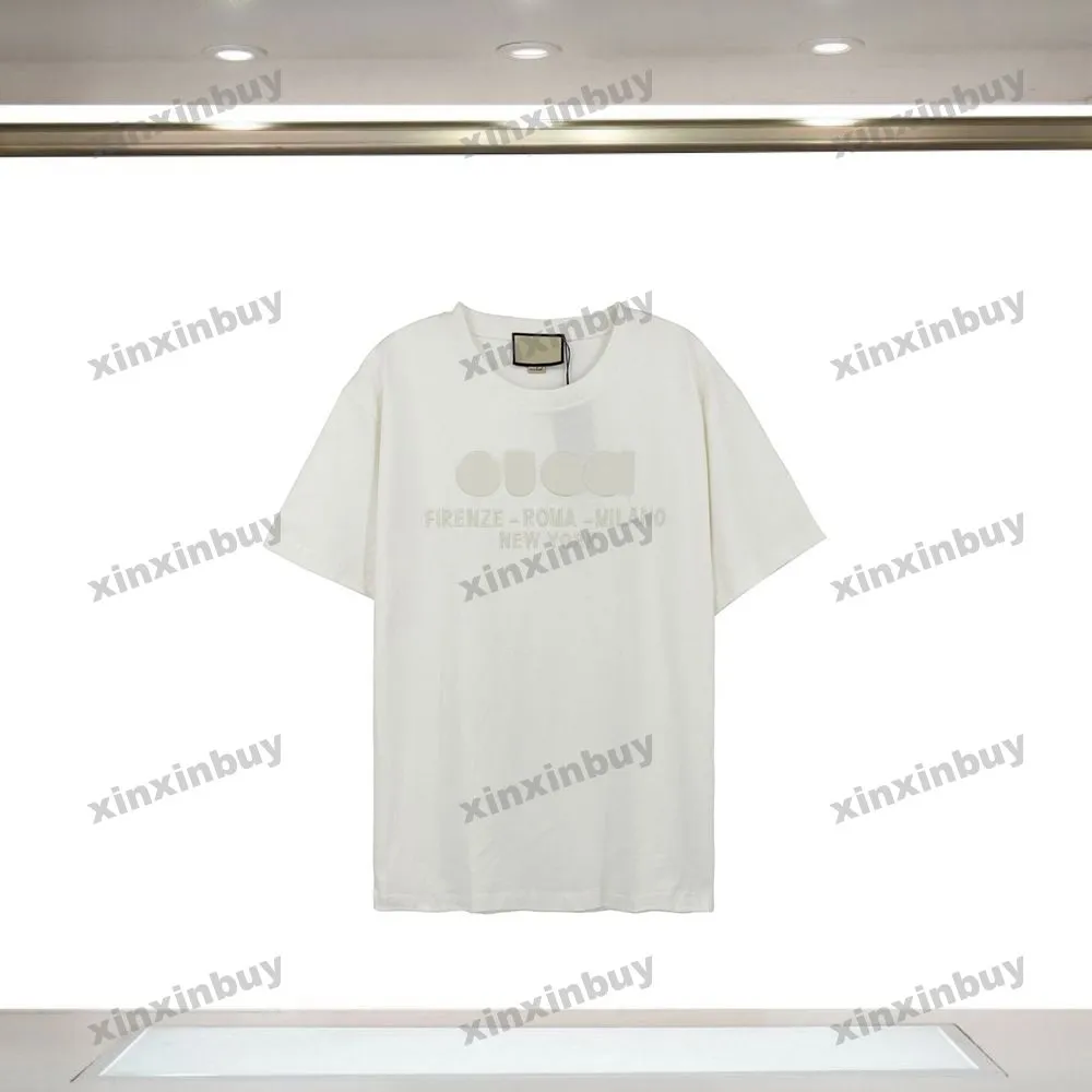 xinxinbuy Maglietta da uomo firmata T-shirt con lettera ricamata Roma Italia manica corta in cotone da donna Nero bianco blu grigio rosso XS-XL