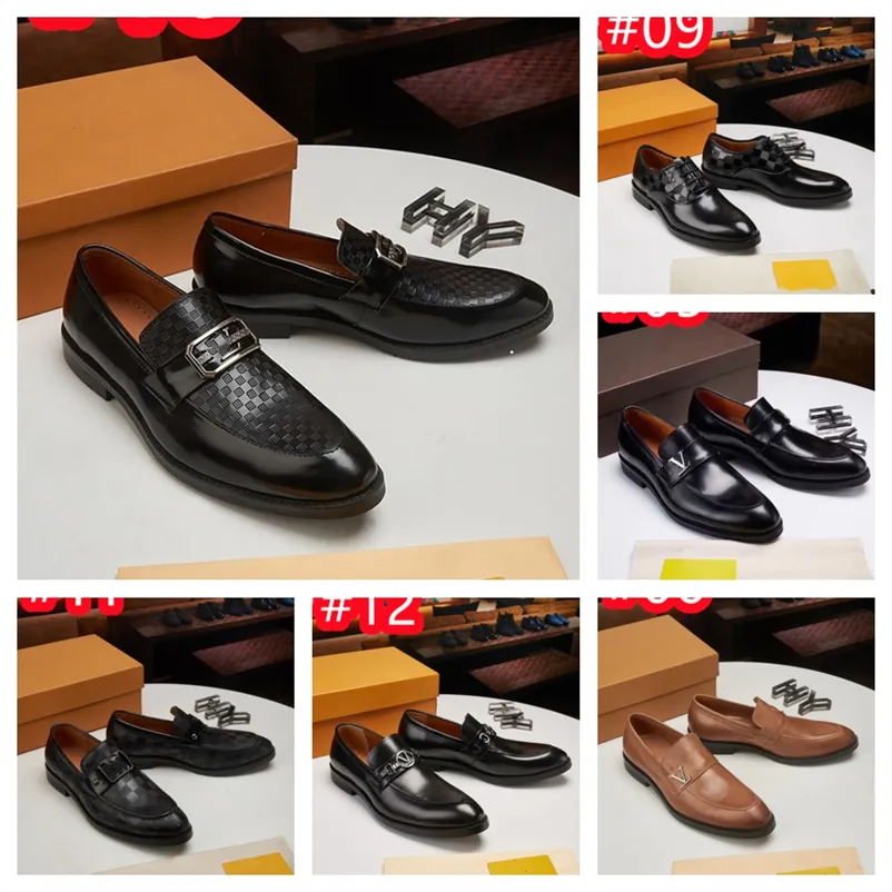 40Model Designer Fashion Men's Loafers Shoes Leather Handmade Black Brown Casual Business Dress Shoes luxurious Party Wedding Men's FootwearPlus Size 38-47