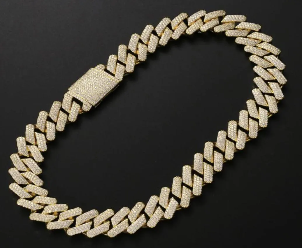 Collier Hip Hop pour hommes, chaîne à maillons cubains, 1618202224 pouces, colliers de créateurs en pierre de zircone cubique, bracelets pour hommes de 789 pouces, or 14 carats1729192077467