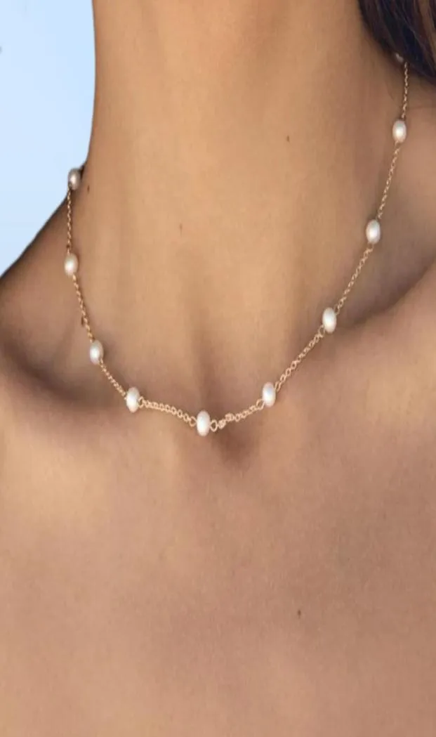 Chokers Ganze natürliche Perle Edelstahl Gold Choker Halskette Frauen Unsichtbare Halskette Schönes Geschenk für Valentinstag 039s Tag Gi1157847