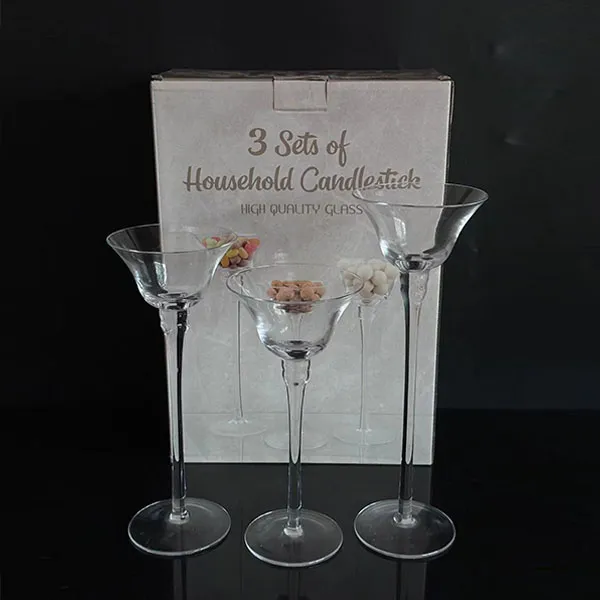 3 datorer Ljusstake Tealight Candle Holders, Tall Elegant Glass Stylish Design, Perfekt för bröllop, heminredning, fester, bordsinställningar gåvor