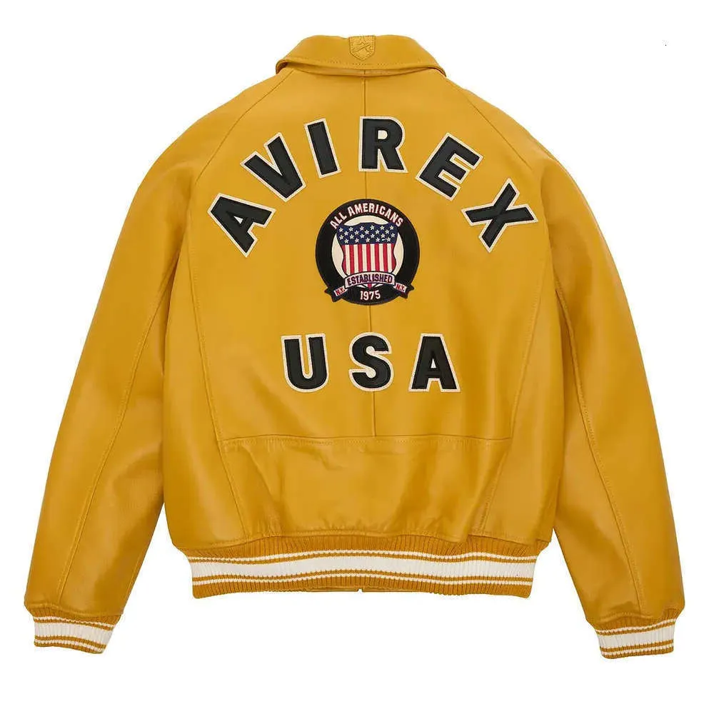 Red Yellow Bomber Jacket USA Size AVIREX Casual Athletic