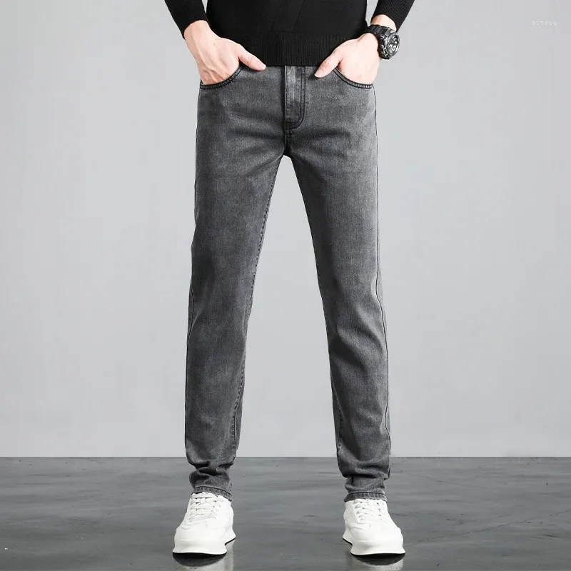 Men's Slim Fit Stretch Jeans Fashion, Mid Waist, Straight Leg, Light  Black Grey Denim, Streetwear Trousers Buy Now!