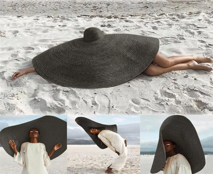 Femme mode grand chapeau de soleil plage chapeau de paille pliable chapeau de paille couverture surdimensionné pliable parasol plage AntiUV54678329750910