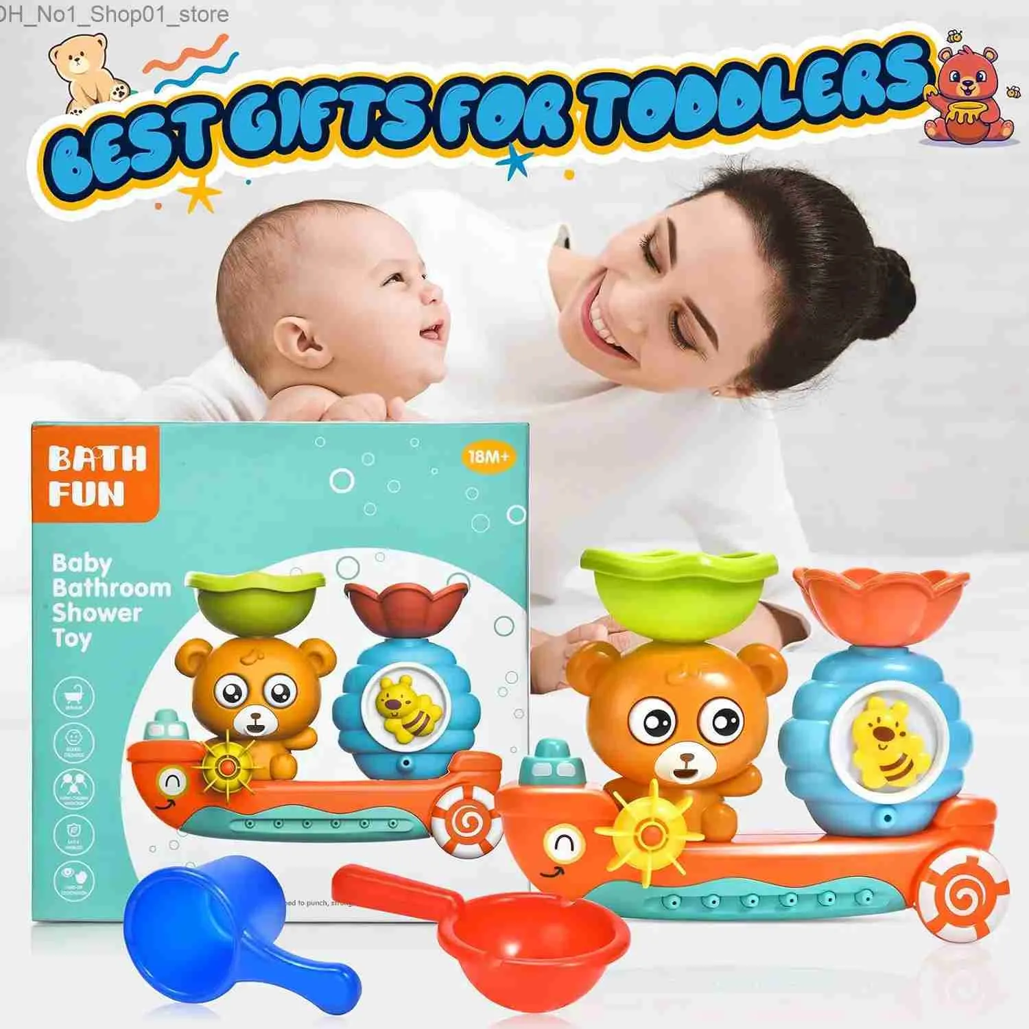 Bath Toys Bath Toys for Toddlers Kids Bathtub Toy Bear Water Tub Toys for Shower Bath Time Toys Baby Kids Infant Preschool Learning Gift Q231211
