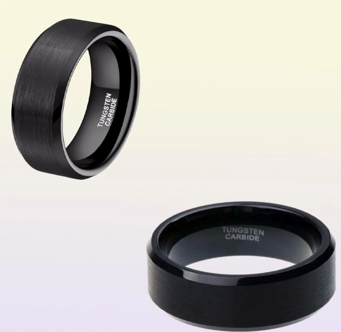 Somen Ring Men Classic 8mm Pure Black Tungsten Ring Borsted Färdig bröllopsband Trendiga manliga smycken Engagemang Love Ring Bague J5405695