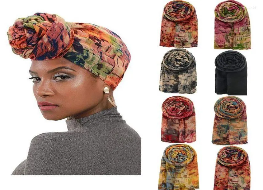 Eşarplar Chenkio Kadınlar39s Türban Afrika Desen Knot Headwrap Beanie Pretiged Bonnet Kemo Kaçak Saç Deskesi Şapkası Hijab Undercap Jer6610008