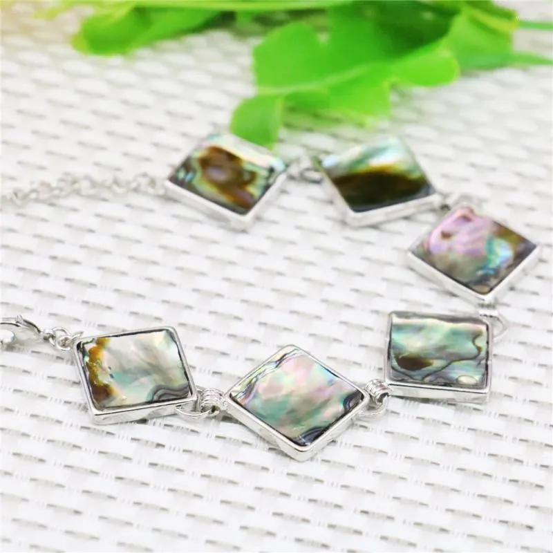 Pendentif Colliers 19mm Diagonale Naturel Abalone Coquillages Coquillages Perle Bracelet Alliage Femmes Décoratives Filles Mode Bijoux Fabrication