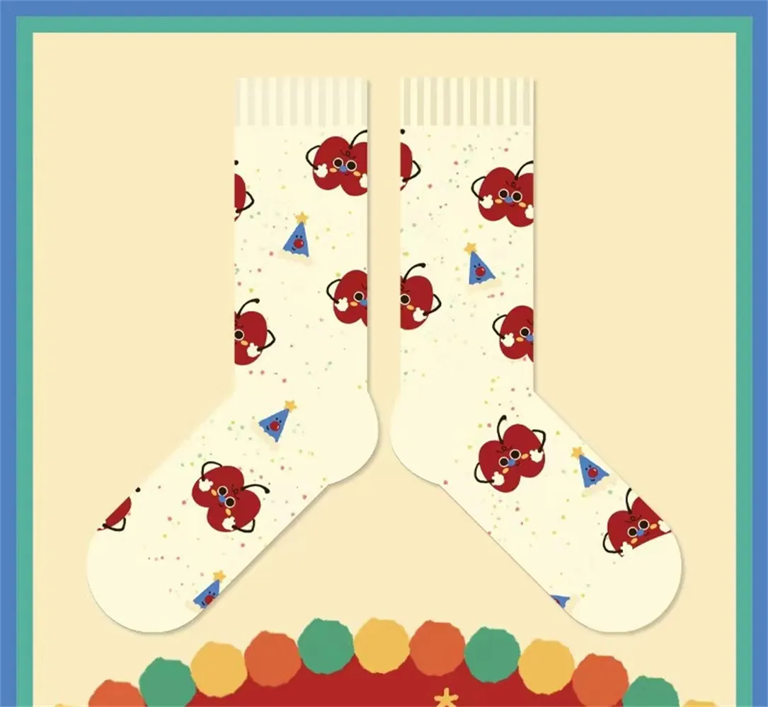 Autumn and Winter Thick Plush Christmas Socks Cartoon Cute Mid length Socks for Men and Women Christmas Gift z4