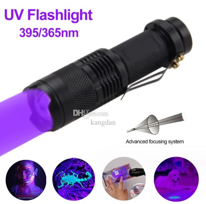 1000LM Portable Q5 Green/Blue/Red Violet Light Flashlights Adjustable Focus Torch Mini Flashlight Pocket Flashlights Small Emergency Torch Detector