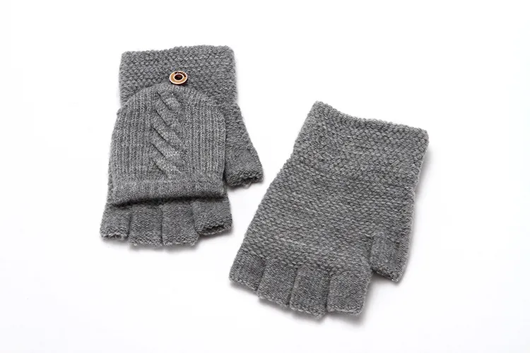 Fil chaud d'hiver pour hommes avec couverture de mitaine, gant convertible sans doigts en tricot DF333