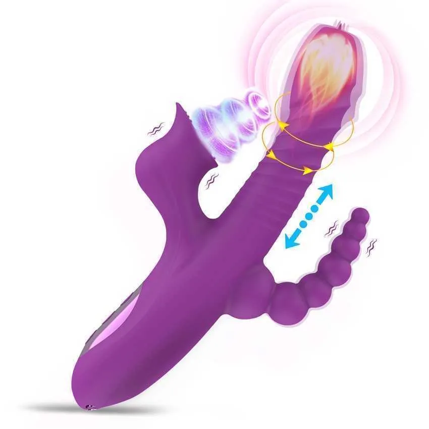 Vibrador eléctrico balanceado retráctil con calefacción calentada para masturbación femenina Productos para adultos 231129