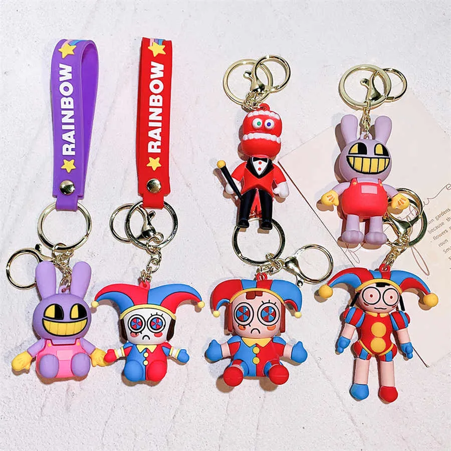 Keychain numérique 3D PVC L'incroyable pendentif de chaîne de clés de poupée en caoutchouc numérique Circus Digital